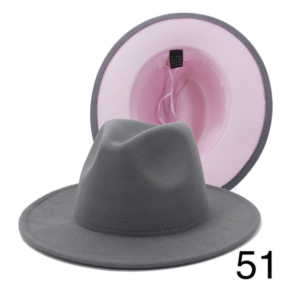 Fedora Wide No Trim Firm Wide Brim Vegan Wool Hat - Picture 5 of 16